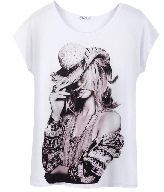 Korean Style Summer Casual Female T-Shirt female 3D print Women Loose White Top Tees Batwing Sleeve Plus Size T Shirt BTS