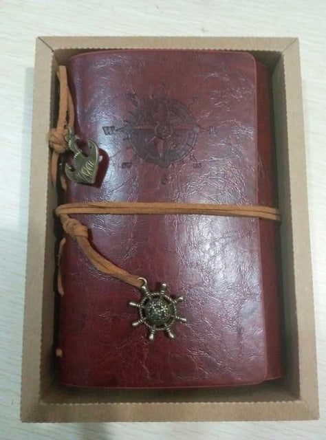 Spiral Note Book, Diary, Vintage Pirate Anchors PU leather Traveler Journal