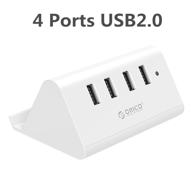 ORICO 5Gbps High Speed Mini 4 ports USB 3.0 / 2.0 HUB for Desktop Laptop with Stand Holder for Phone Tablet PC  - Black / White