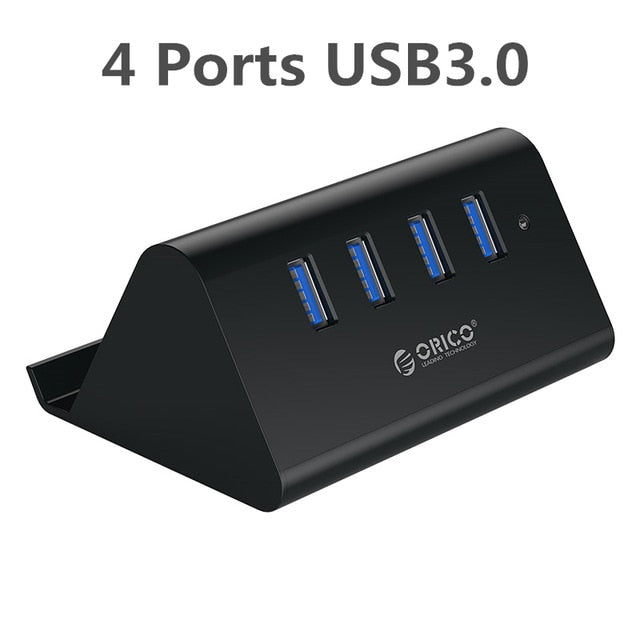 ORICO 5Gbps High Speed Mini 4 ports USB 3.0 / 2.0 HUB for Desktop Laptop with Stand Holder for Phone Tablet PC  - Black / White