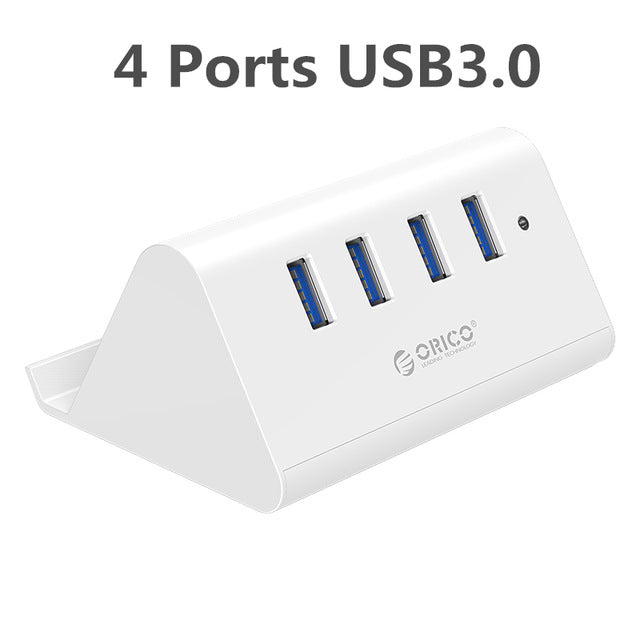 ORICO 5Gbps High Speed Mini 4 ports USB 3.0 / 2.0 HUB for Desktop Laptop with Stand Holder for Phone Tablet PC  - Black / White