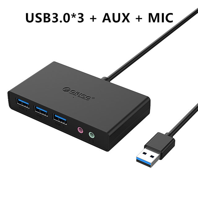 ORICO High Speed USB3.0 Hub with AUX MIC USB Micro Port HUB Charging Hub USB Splitter for Apple Macbook Air Laptop PC Tablet