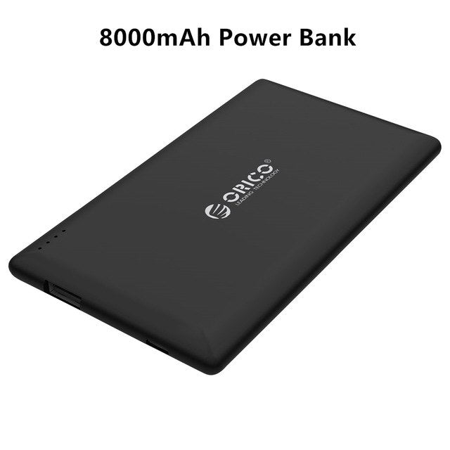 ORICO 8000mAh Power Bank External Battery Portable Mobile Backup Bank Charger USB-A 5V/2A*1 Universal Black