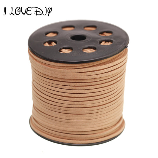 Brown 5 Yard Flat Faux Velvet Leather Cord Thread For Bracelets Necklaces Jewelry Making 3x1.5mm