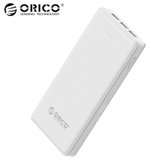 ORICO 20000mAh 3 USB Power Bank 5V/2A*2+5V1A*1 External Battery Mobile Backup Bank Charger with Flashlight Universal White