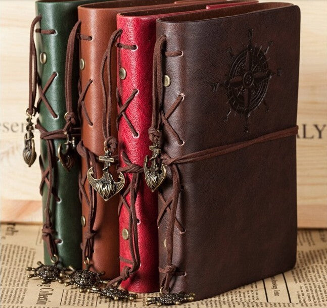 Spiral Note Book, Diary, Vintage Pirate Anchors PU leather Traveler Journal